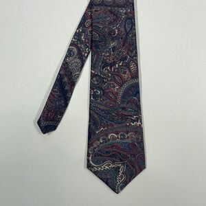 Woodward Blue Burgundy Paisley Italian Silk Necktie Mens OSFA